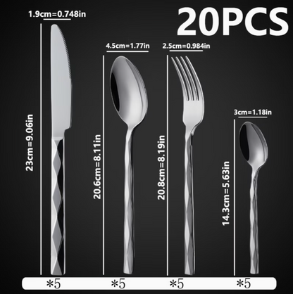 Cutlery Set Matte Black (20pcs) | Kitchen Collection | Aroselle