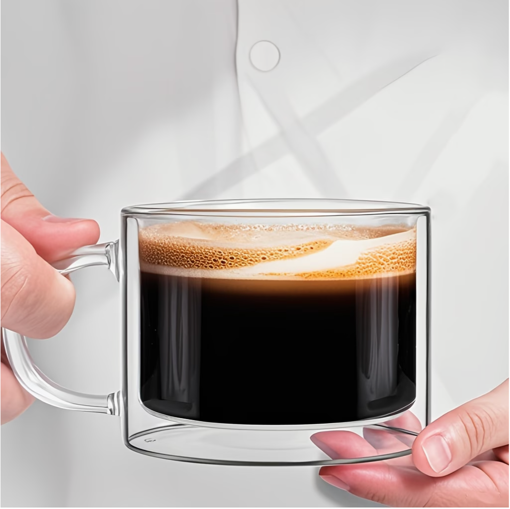 Double Wall Glass Mug With Handle (set of 4) | Kitchen Collection | Aroselle