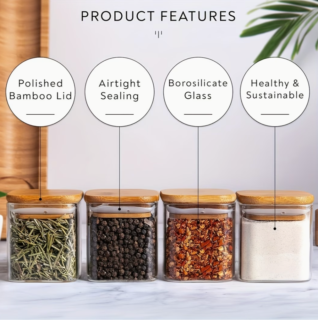 Spice Jars With Bamboo Lid | Kitchen Collection | Aroselle
