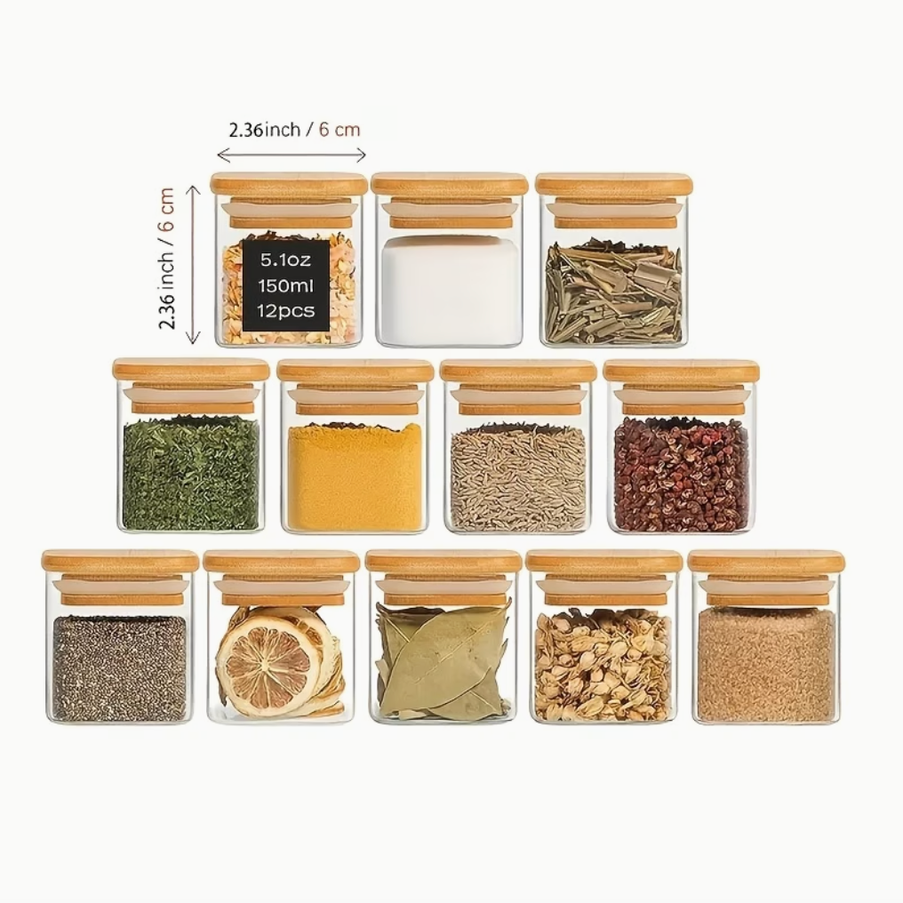 Spice Jars With Bamboo Lid | Kitchen Collection | Aroselle