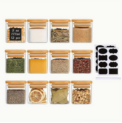 Spice Jars With Bamboo Lid | Kitchen Collection | Aroselle