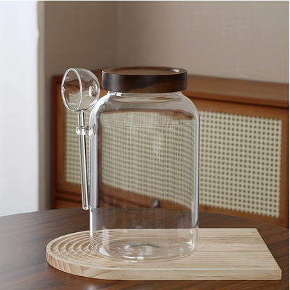 Glass Jars with Bamboo Lid & Spoon (2pcs)