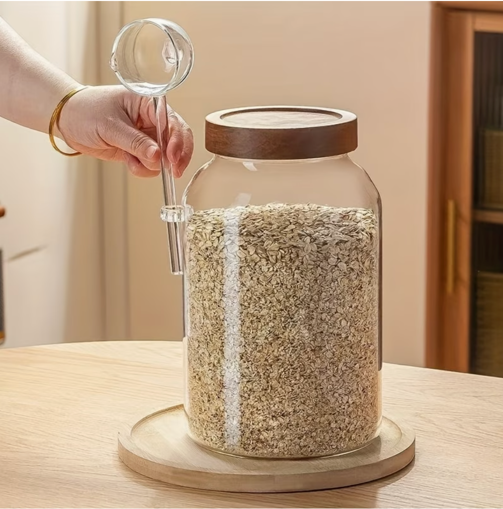 Glass Jars with Bamboo Lid & Spoon (2pcs)