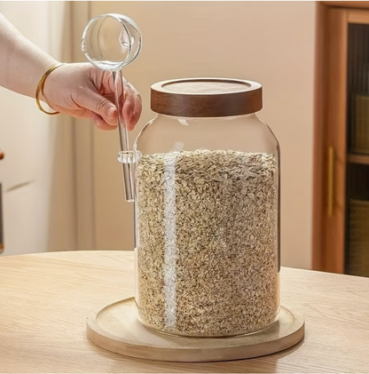 Glass Jars with Bamboo Lid & Spoon (2pcs)