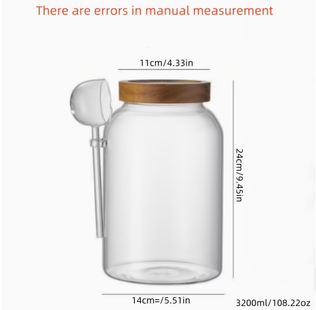 Glass Jars with Bamboo Lid & Spoon (2pcs)