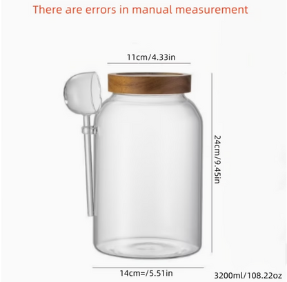 Glass Jars with Bamboo Lid & Spoon (2pcs)