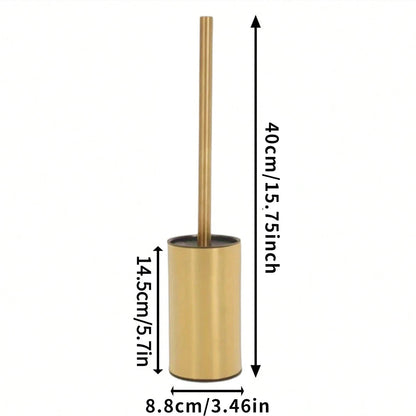 Luxury stainless steel toilet brush with holder in gold and long handle for toilet and bathroom 