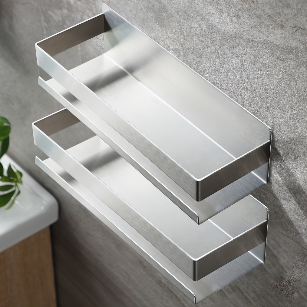 No Drill Shower Caddy Silver (2-pack) | Bathroom Collection | Aroselle