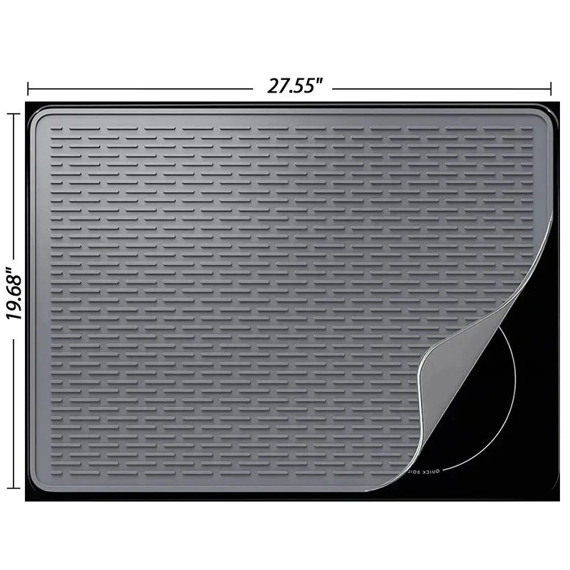 Silicone Induction Cooktop Mat, Heat-Resistant Non-Slip Kitchen Protector in Black and Grey, 71x50cm or 76x53cm Options 5