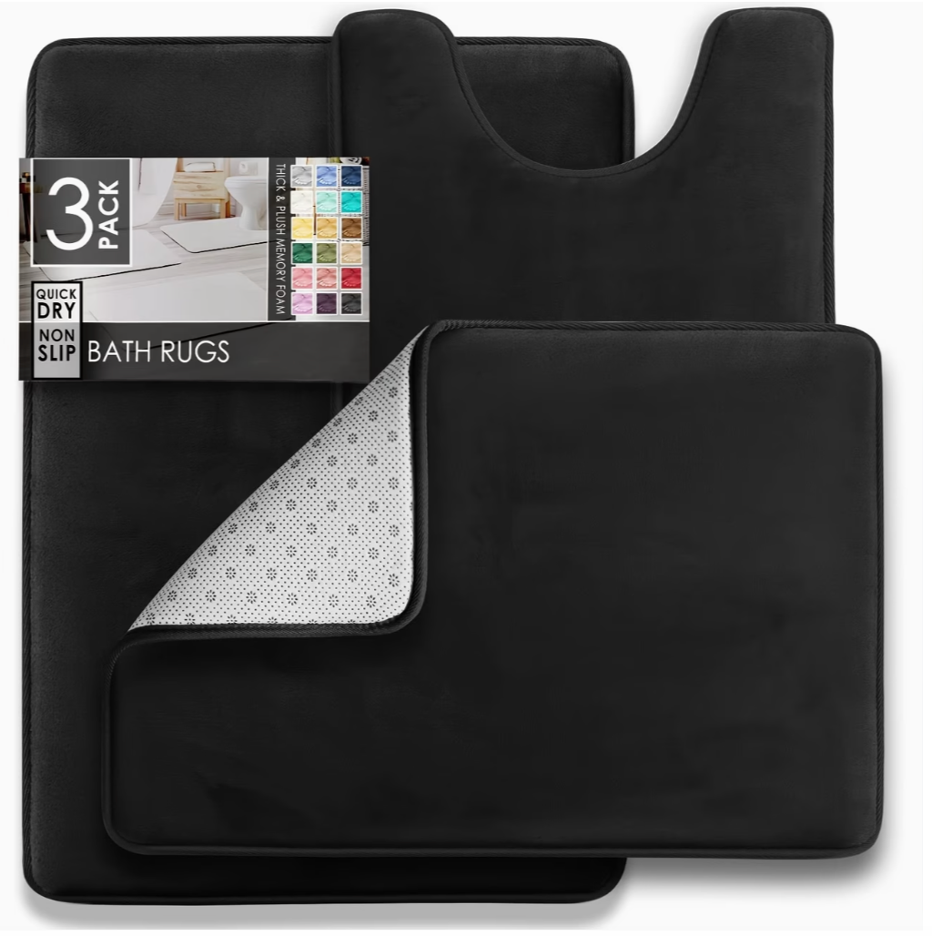 3-Piece Velvet Bath Mat Set | Bathroom Collection | Aroselle