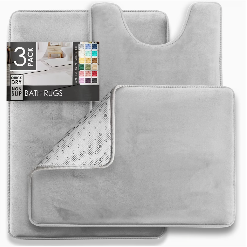 3-Piece Velvet Bath Mat Set | Bathroom Collection | Aroselle