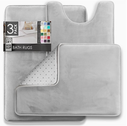 3-Piece Velvet Bath Mat Set | Bathroom Collection | Aroselle