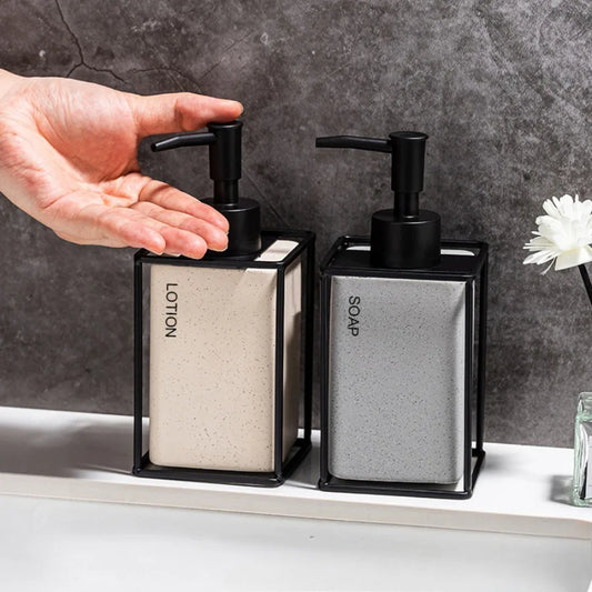 Ceramic Soap Dispenser Set 330ml for Kitchen and Bathroom, Refillable Hand Soap Pump with Durable Design 1