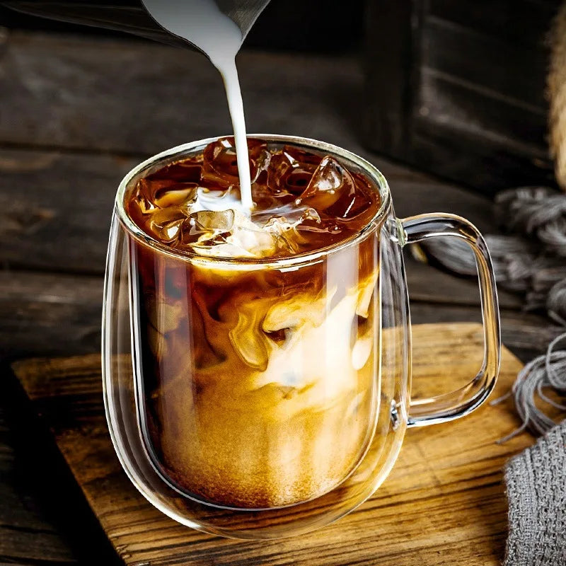 Double Wall Borosilicate Glass Coffee Mug with Handle - Heat Resistant, 250ml to 450ml Sizes 1