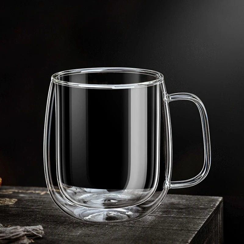 Double Wall Borosilicate Glass Coffee Mug with Handle - Heat Resistant, 250ml to 450ml Sizes 4