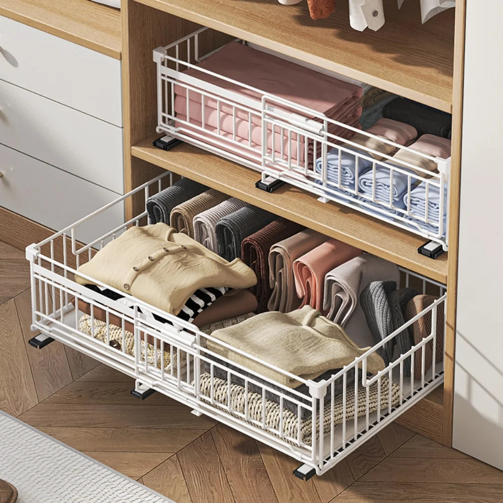 Expandable Pull Out Cabinet Organizer – Adjustable Kitchen Drawer Shelves in Black/White for Efficient Storage and Easy Access 3