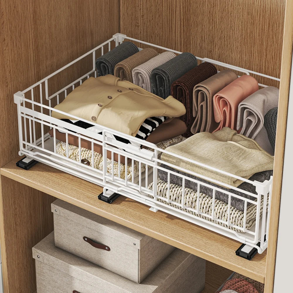 Expandable Pull Out Cabinet Organizer – Adjustable Kitchen Drawer Shelves in Black/White for Efficient Storage and Easy Access 4