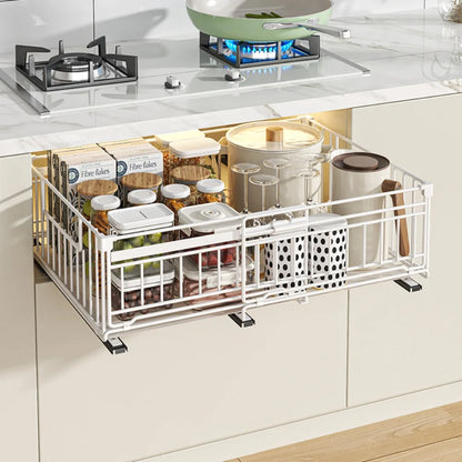 Expandable Pull Out Cabinet Organizer – Adjustable Kitchen Drawer Shelves in Black/White for Efficient Storage and Easy Access 6