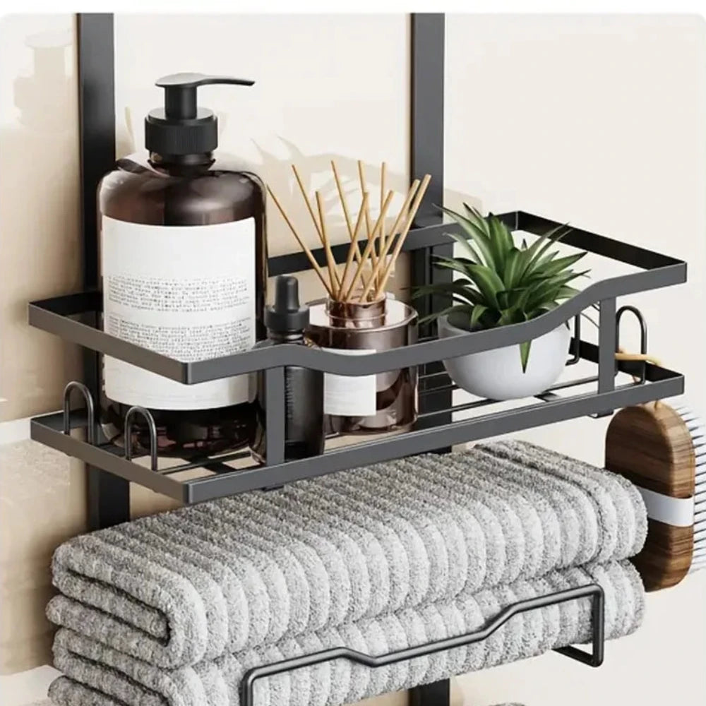 Over-Door Towel Rack with Hooks – Space-Saving Metal Organizer for Bathroom Storage, Durable and Easy to Install 5