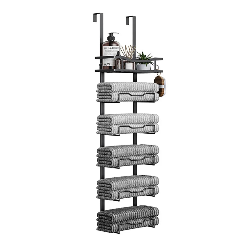 Over-Door Towel Rack with Hooks – Space-Saving Metal Organizer for Bathroom Storage, Durable and Easy to Install 6