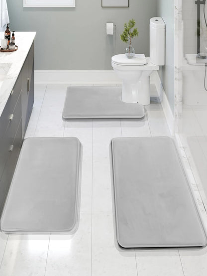 3-Piece Velvet Bath Mat Set | Bathroom Collection | Aroselle