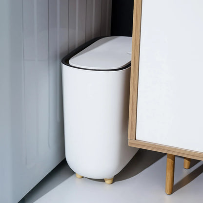 Small Bathroom Bin - White/Silver