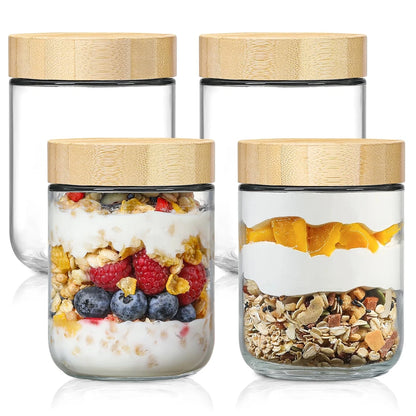 Glass Jars with Bamboo Lids (4pcs)