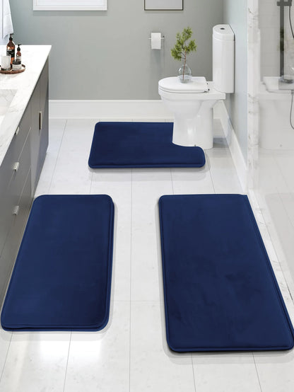 3-Piece Velvet Bath Mat Set | Bathroom Collection | Aroselle