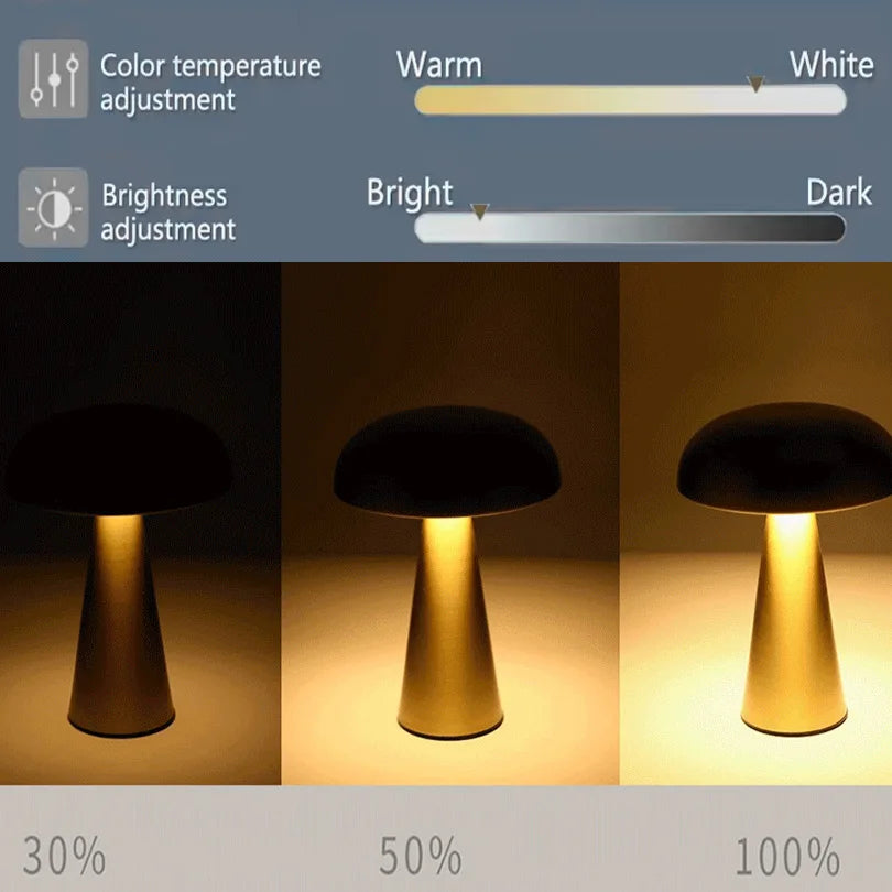 Metallic LED Mushroom Table Lamp