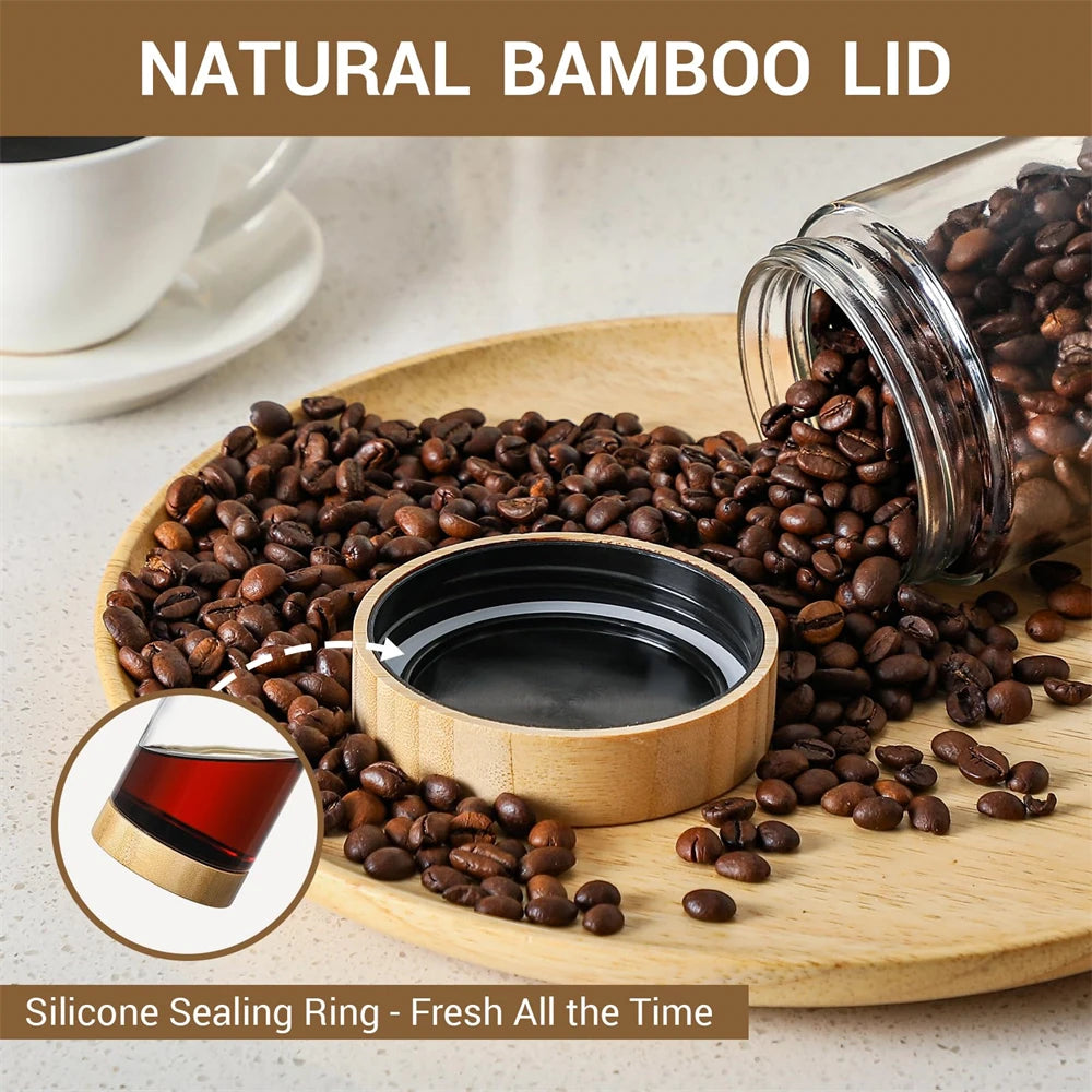 Glass Jars with Bamboo Lids (4pcs)