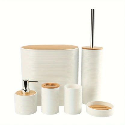 Bamboo Toilet Accessories Set (6PCS)