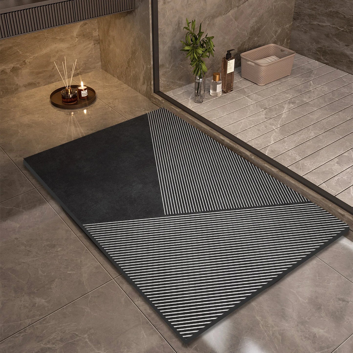 Large Diatomite Bath Mat - Black