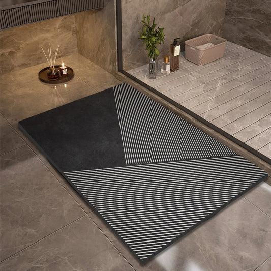 Large Diatomite Bath Mat - Black
