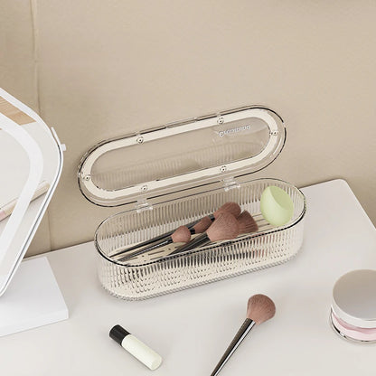 Acrylic Makeup Brush Holder with Lid | Storage Collection | Aroselle