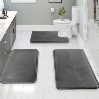 3-Piece Velvet Bath Mat Set | Bathroom Collection | Aroselle