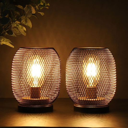 Metal LED Lantern Table Lamp (set of 2)