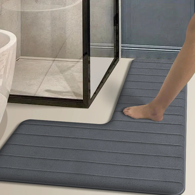 L-Shaped Absorbent Bath Mat | Bathroom Collection | Aroselle