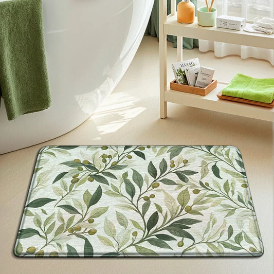Shower Bath Mat With Floral Design