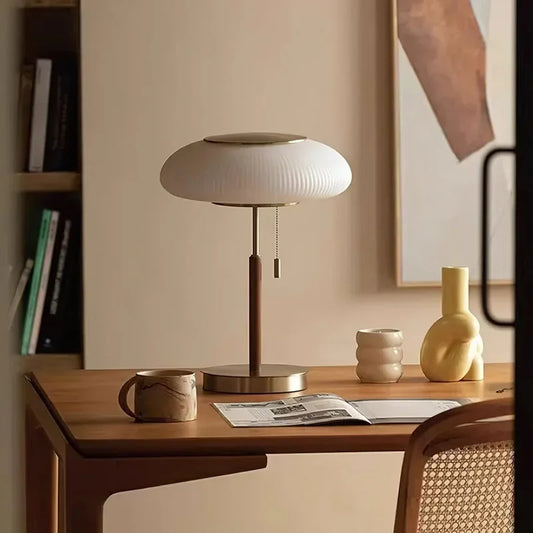 White Glass Table Desk Lamp