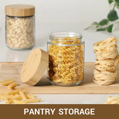 Glass Jars with Bamboo Lids (4pcs)