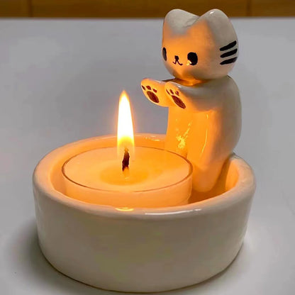 Cute Candle Holder With Cat