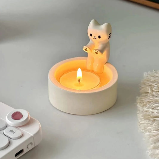 Cute Candle Holder With Cat