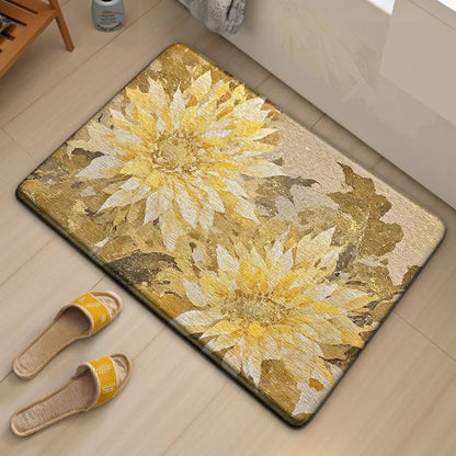 Shower Bath Mat With Floral Design