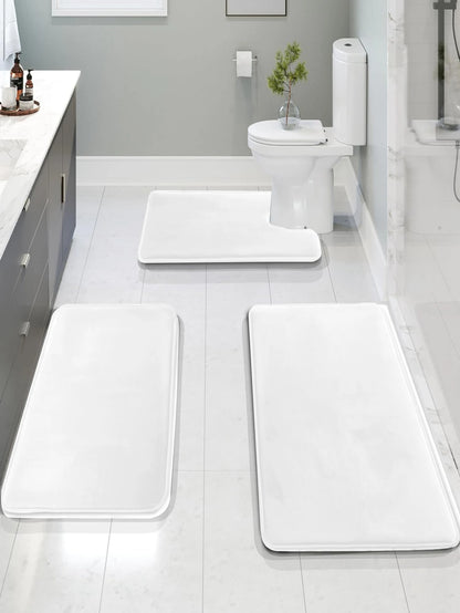 3-Piece Velvet Bath Mat Set | Bathroom Collection | Aroselle