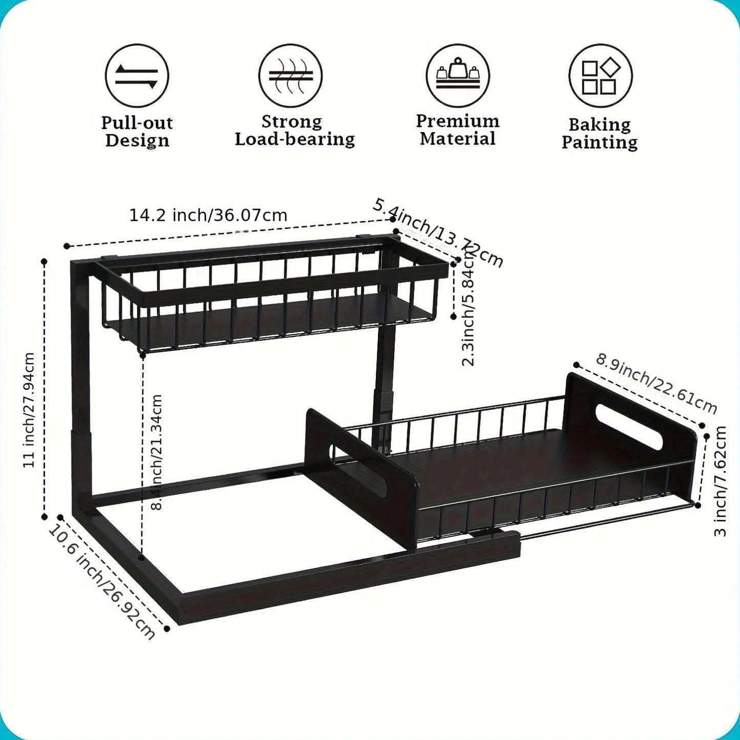 2-Tier Organiser Black | Storage Collection | Aroselle