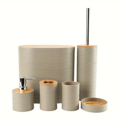 Bamboo Toilet Accessories Set (6PCS)