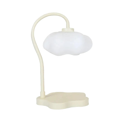 White table lamp with a curved arm on a white background