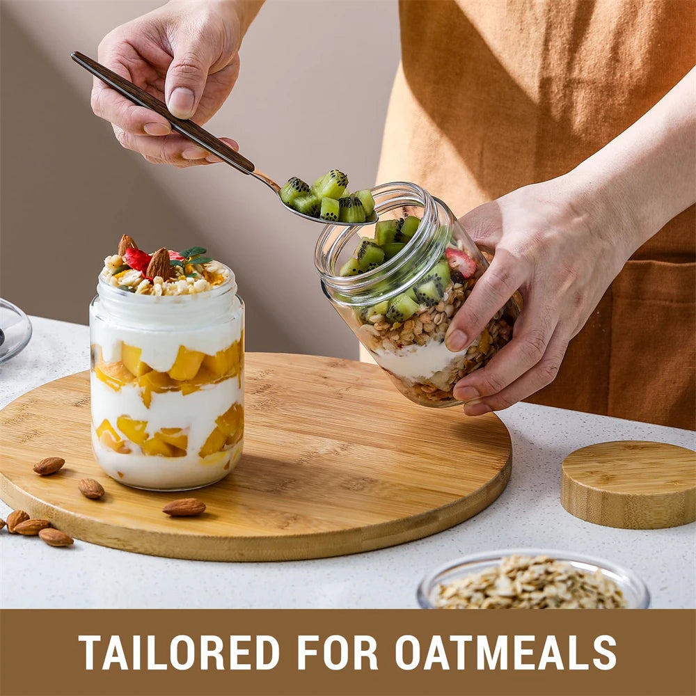 Glass Jars with Bamboo Lids (4pcs)