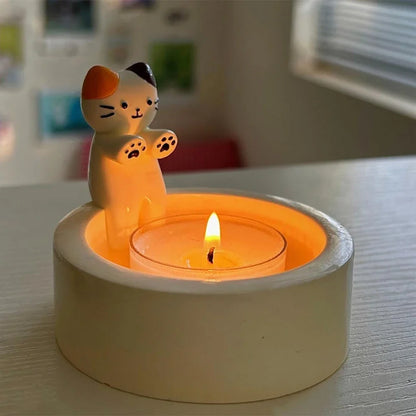 Cute Candle Holder With Cat