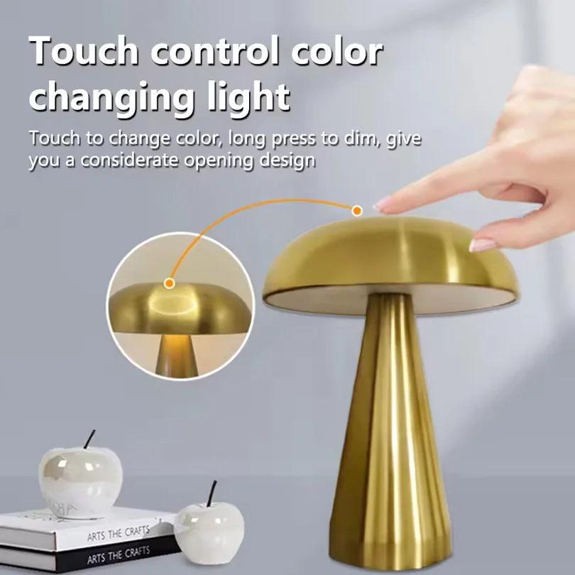 Metallic LED Mushroom Table Lamp